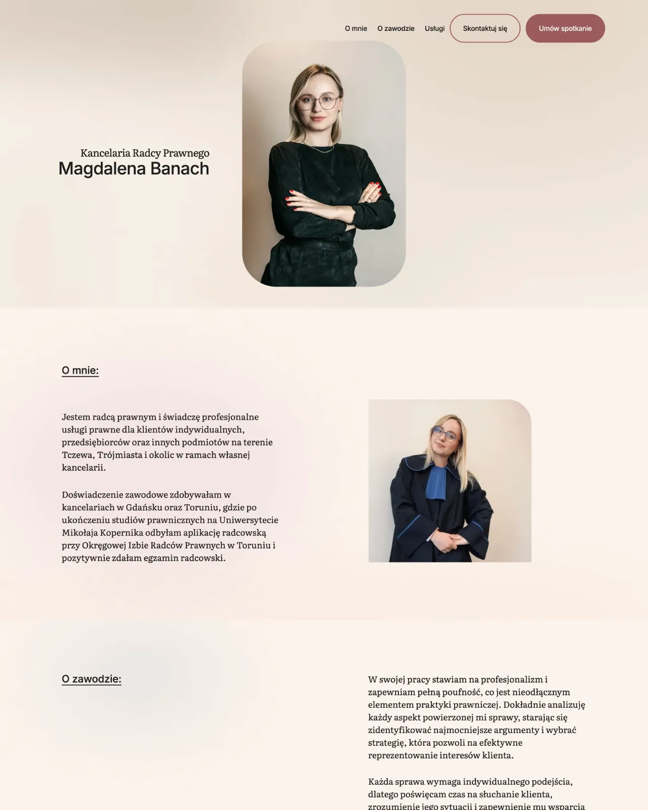 Zrzut ekranu strony Kancelaria radcowska Magdaleny Banach